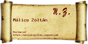 Málics Zoltán névjegykártya