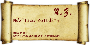 Málics Zoltán névjegykártya